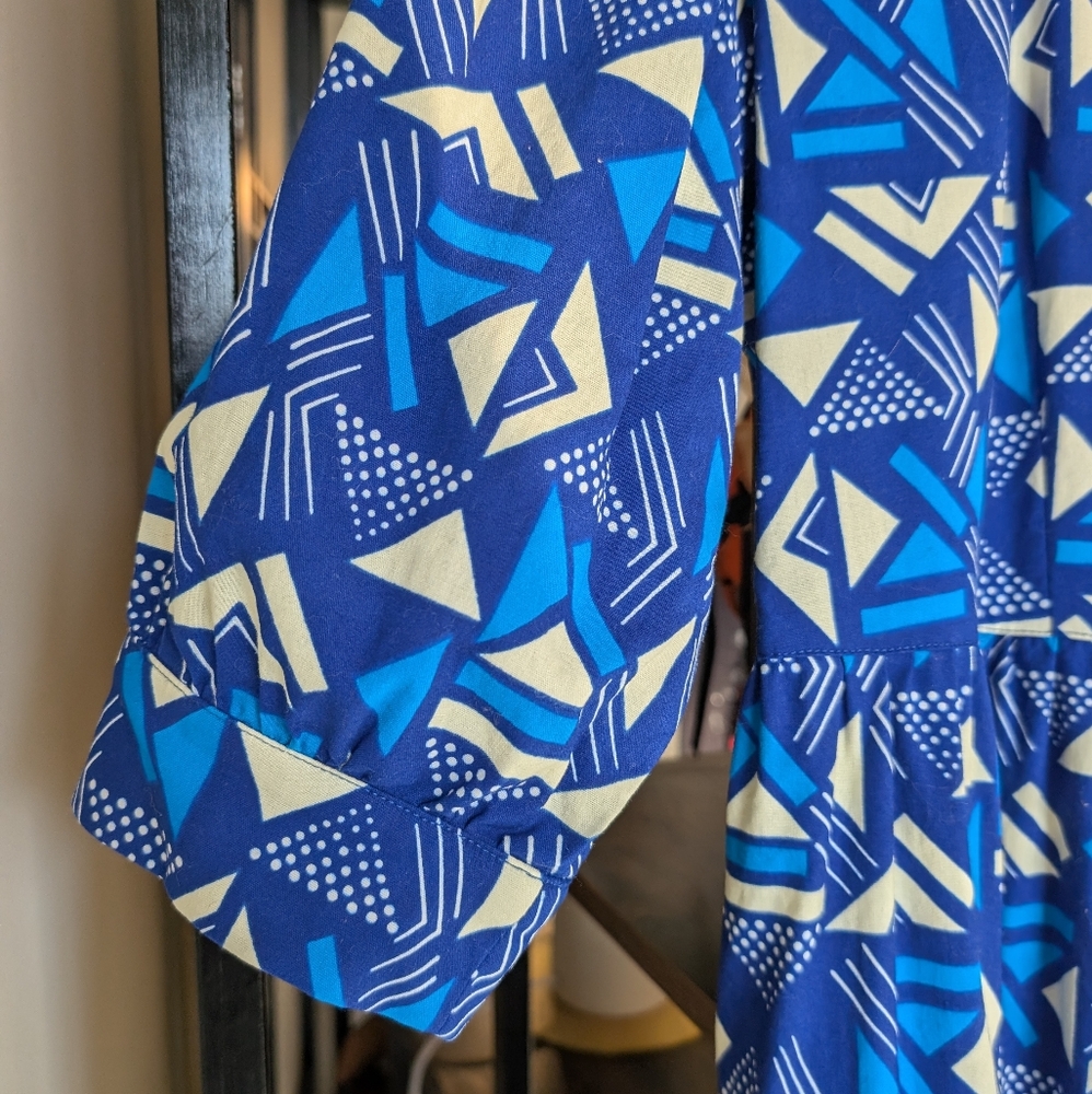 The Oula Co Midi Dress 100% Cotton Resortwear Geometric Lightweight Quiet Luxury - Picture 5 of 11